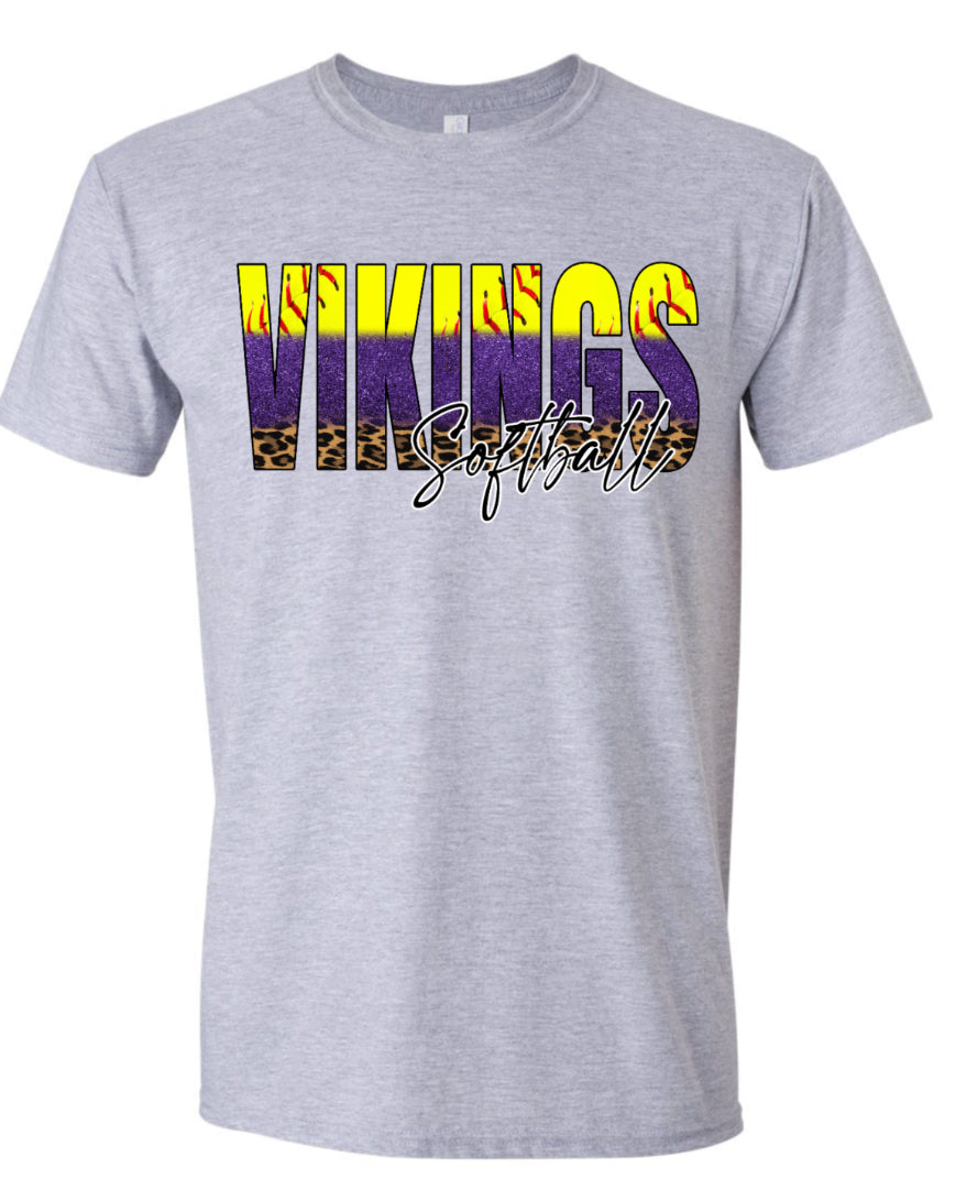 T-Shirt Grey Softball Glitter Fade 5