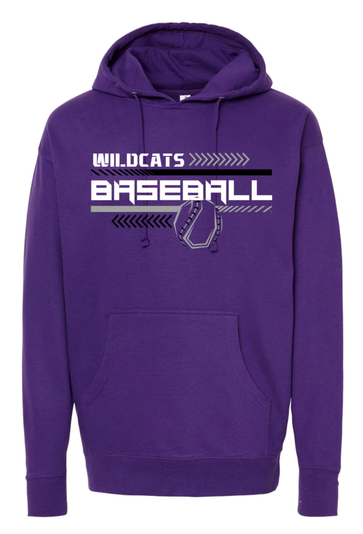 Hoodie Purple Wildcats Baseball Chevron