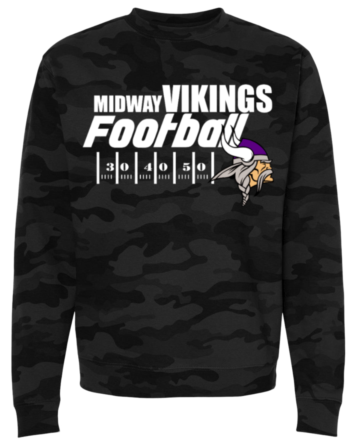 Crew Neck Black Camo Yard Line Viking