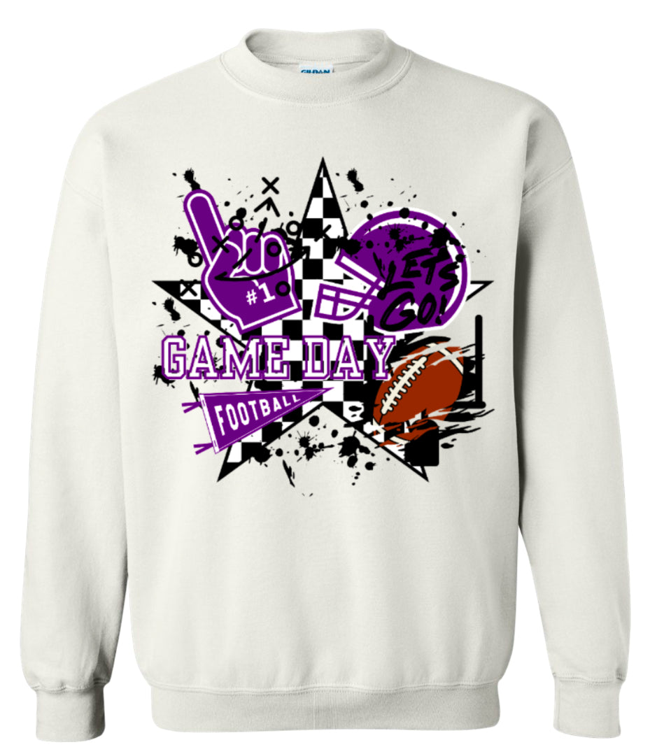 Crew Neck White Game Day Grunge