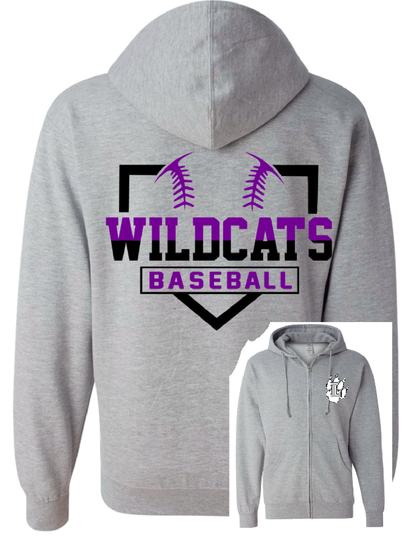 Hoodie Zip Up Purple Wildcats Base
