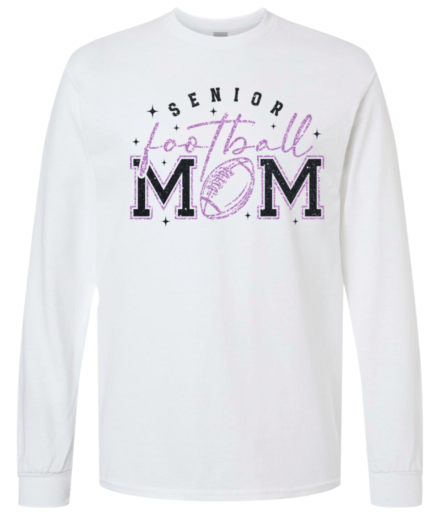 Long Sleeve White Faux Glitter Senior Mom
