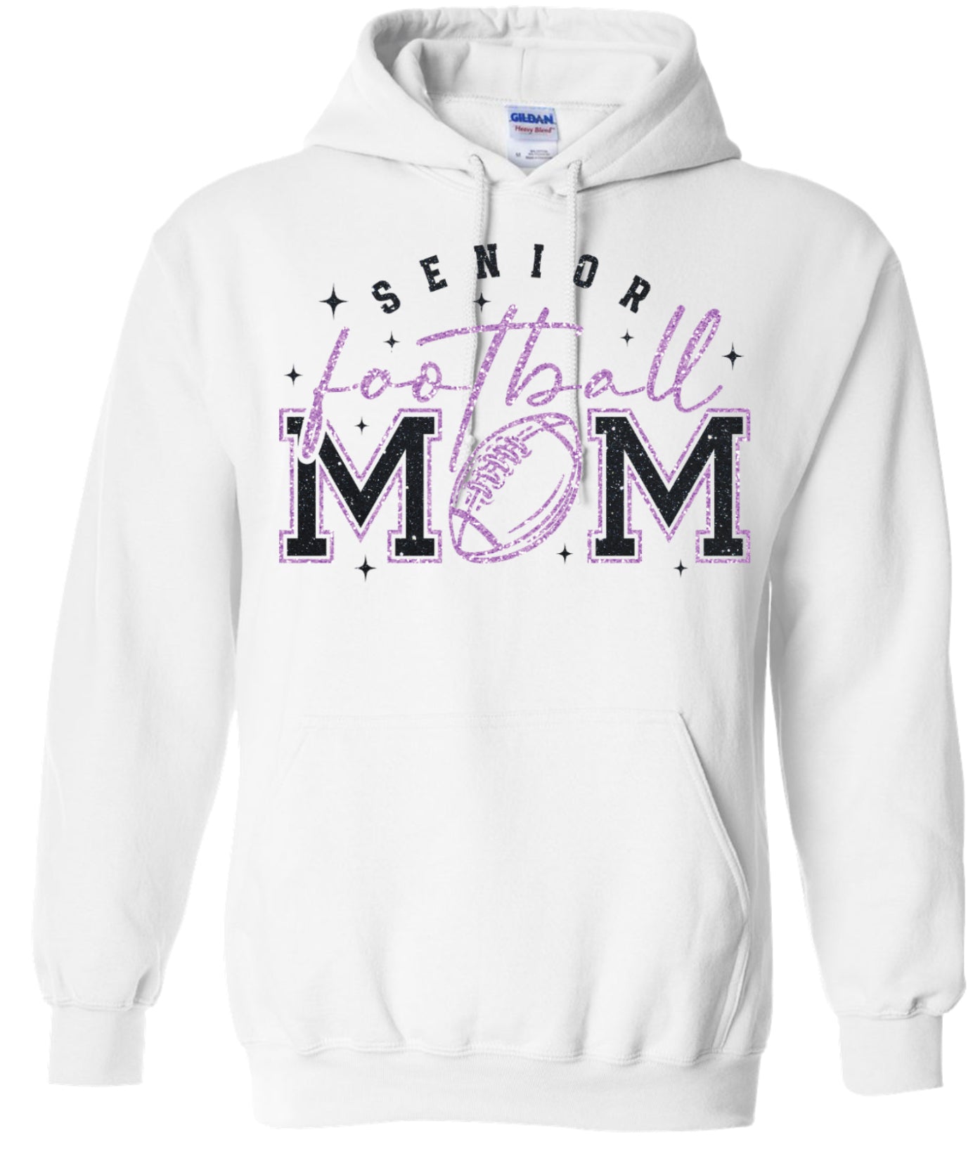 Hoodie White Faux Glitter Senior Mom