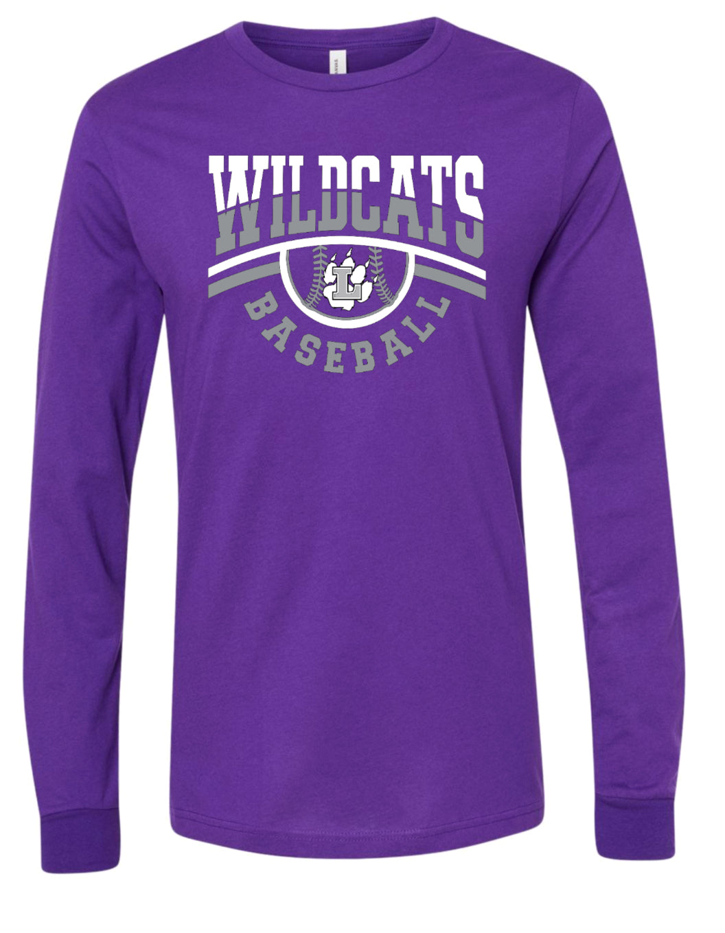 Long Sleeve Purple Wildcats Baseball