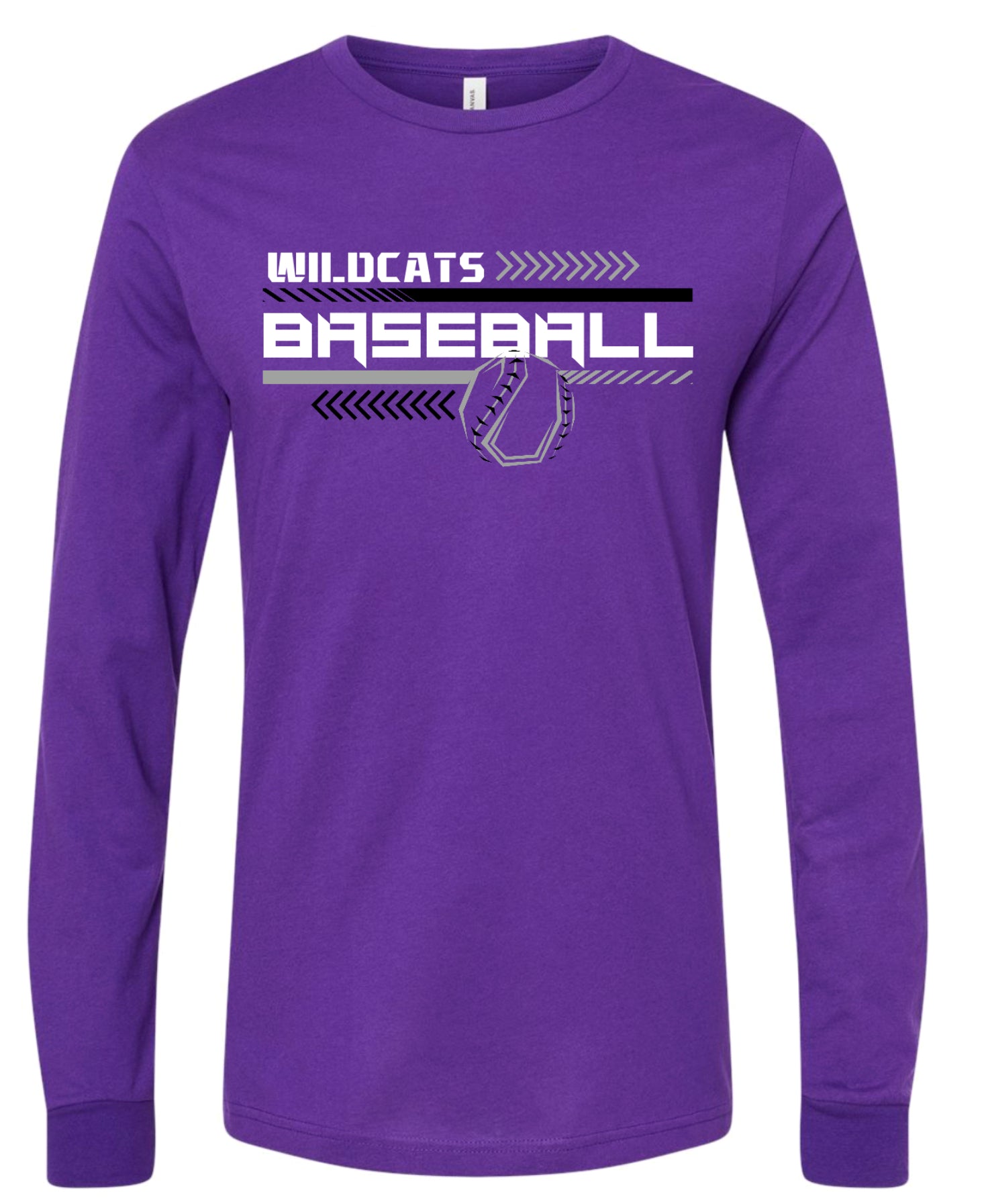 Long Sleeve Purple Wildcats Baseball Chevron