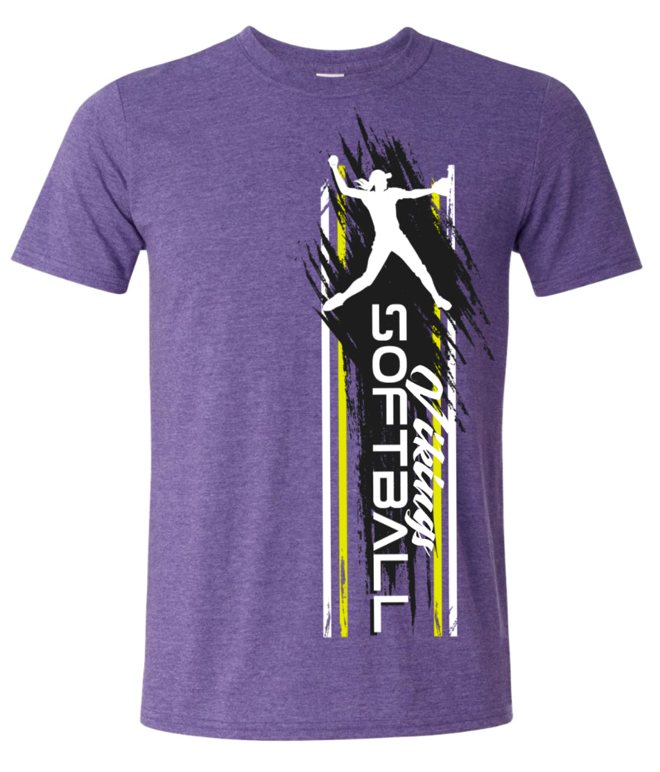 T-Shirt Heather Purple Softball Player Vert 14