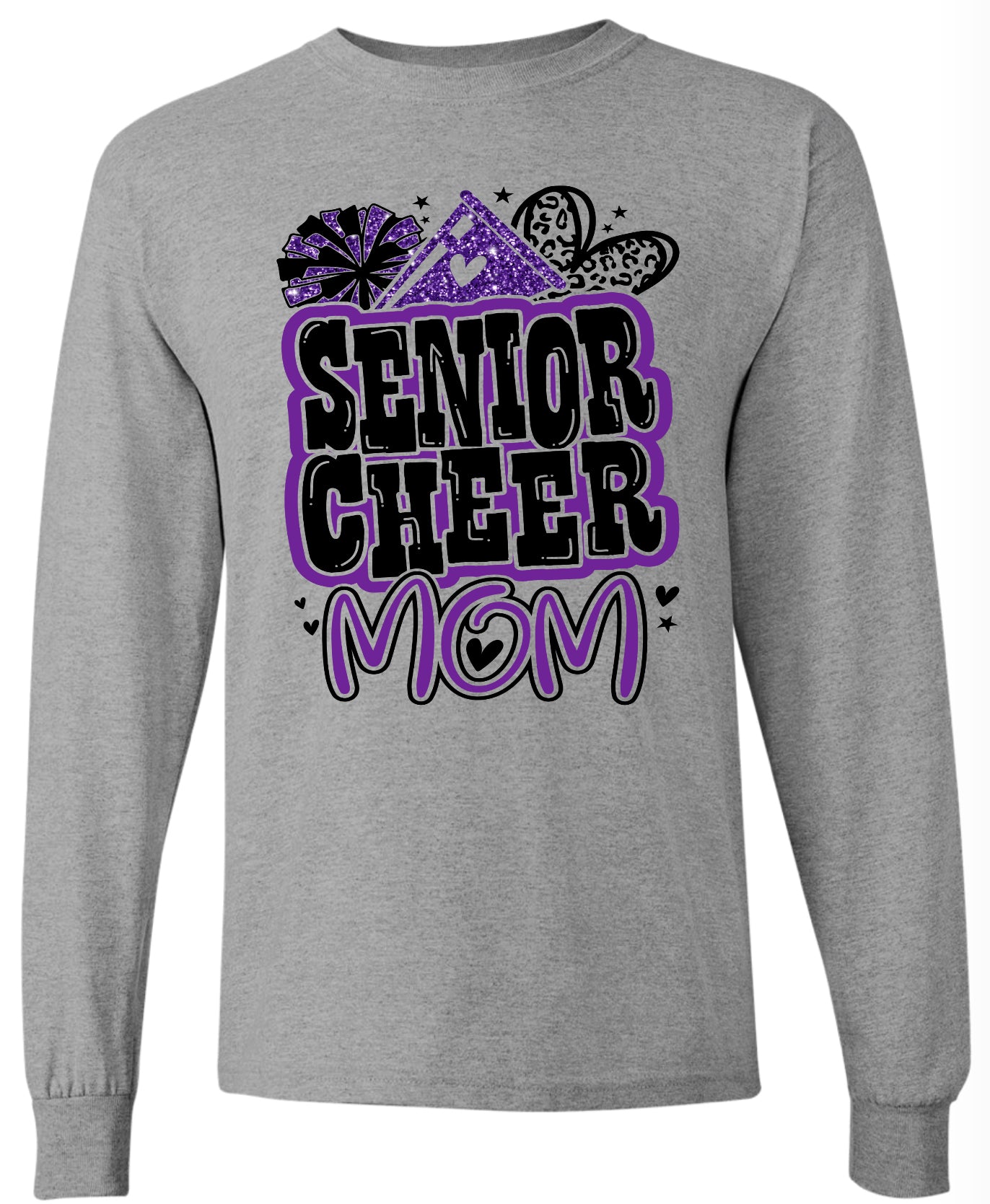Long Sleeve Sport Grey Senior Mom Cheer Graffiti