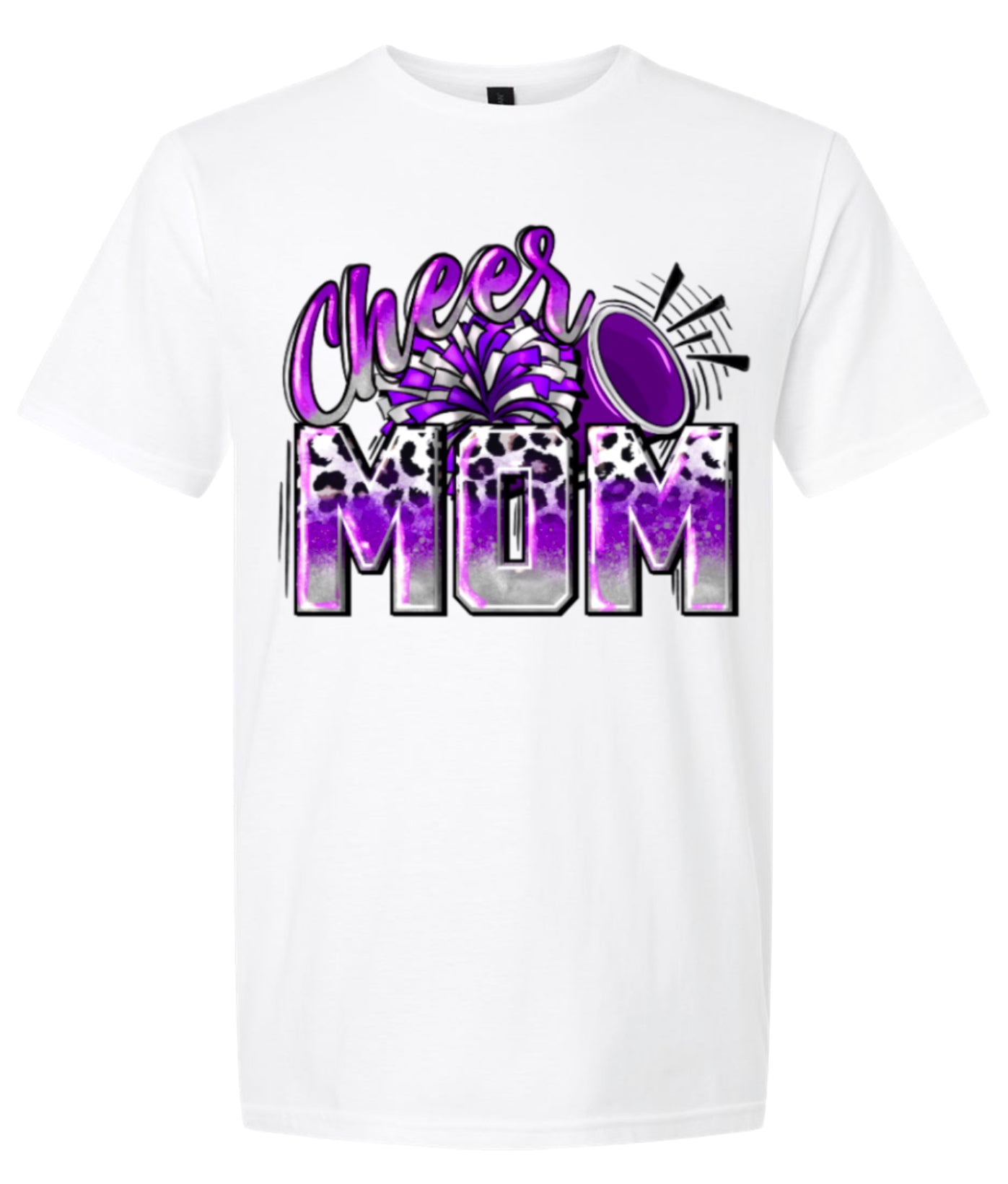 T-Shirt White Cheer Mom Leopard