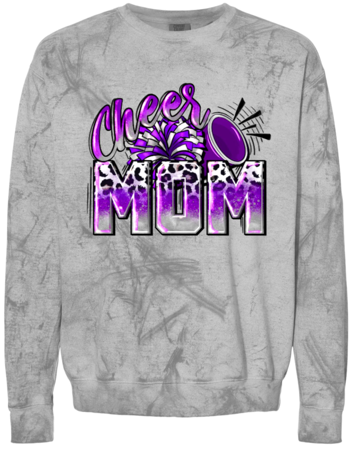Crew Neck Smoke Cheer Mom Leopard