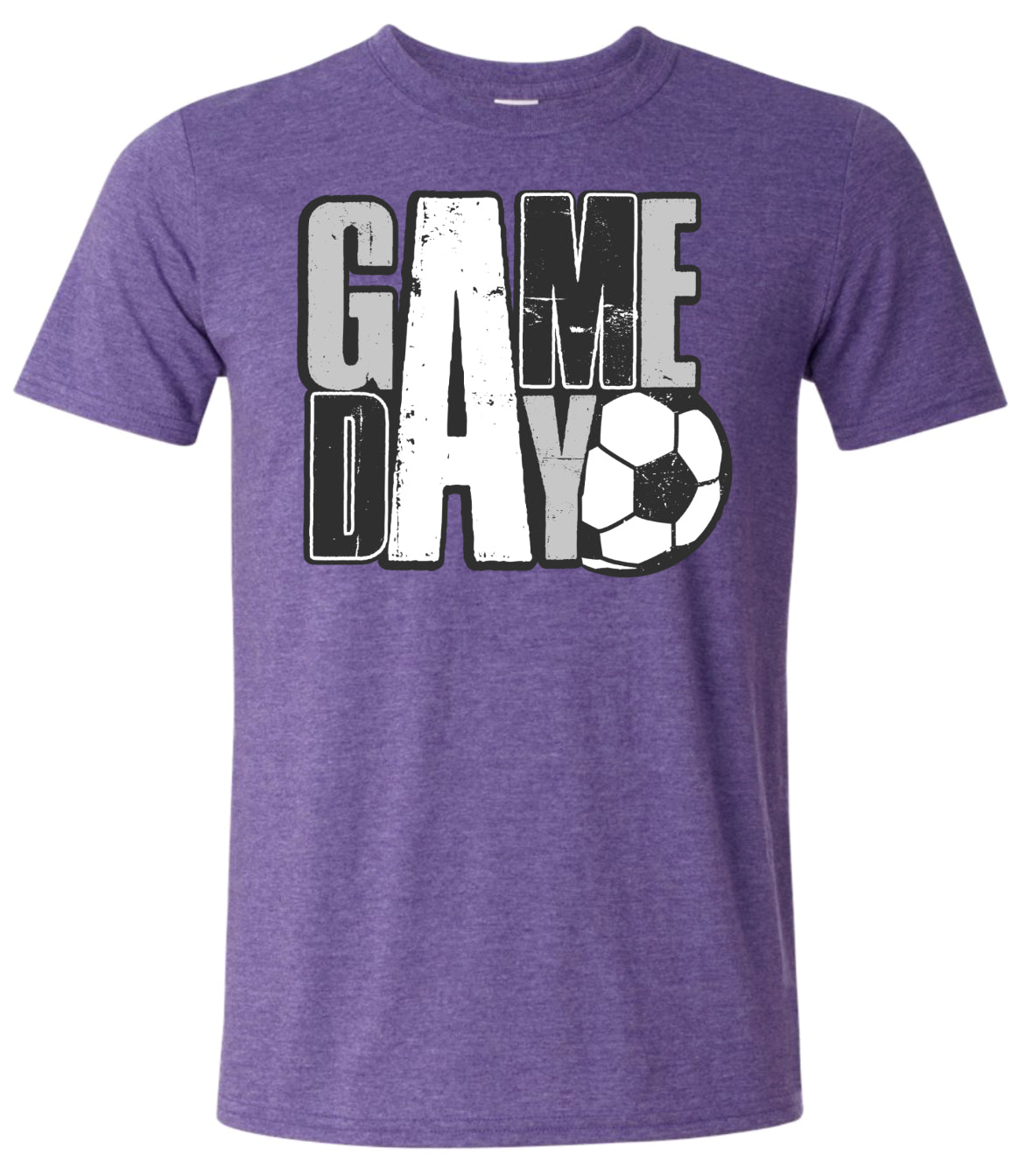 T-Shirt Heather Purple Distressed Game Day Stacked 5