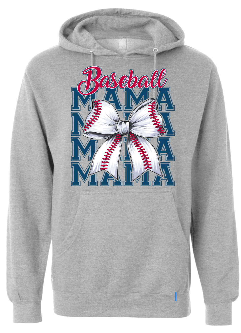 Hoodie Grey Baseball Mama Bow 4