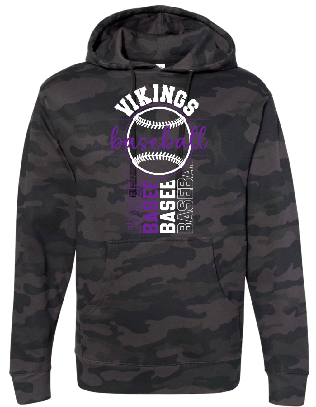 Hoodie Black Camo Viking BB Vert Badge 10