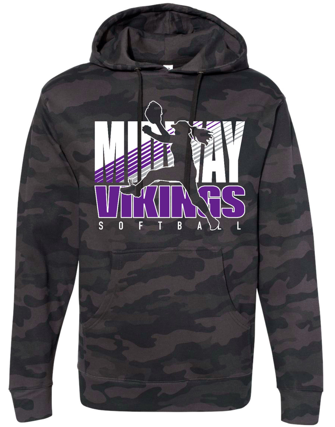 Hoodie Black Camo Viking Softball Silhouette 10