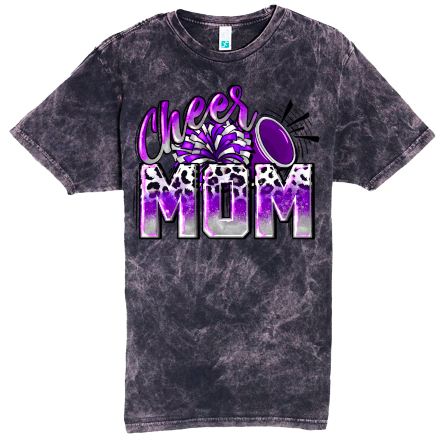 T-Shirt Black Acid Cheer Mom Leopard