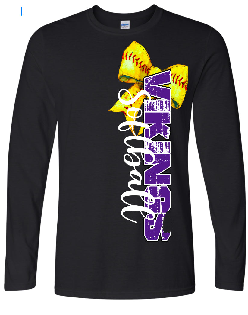 Long Sleeve Black Viking Softball Vert Bow 7