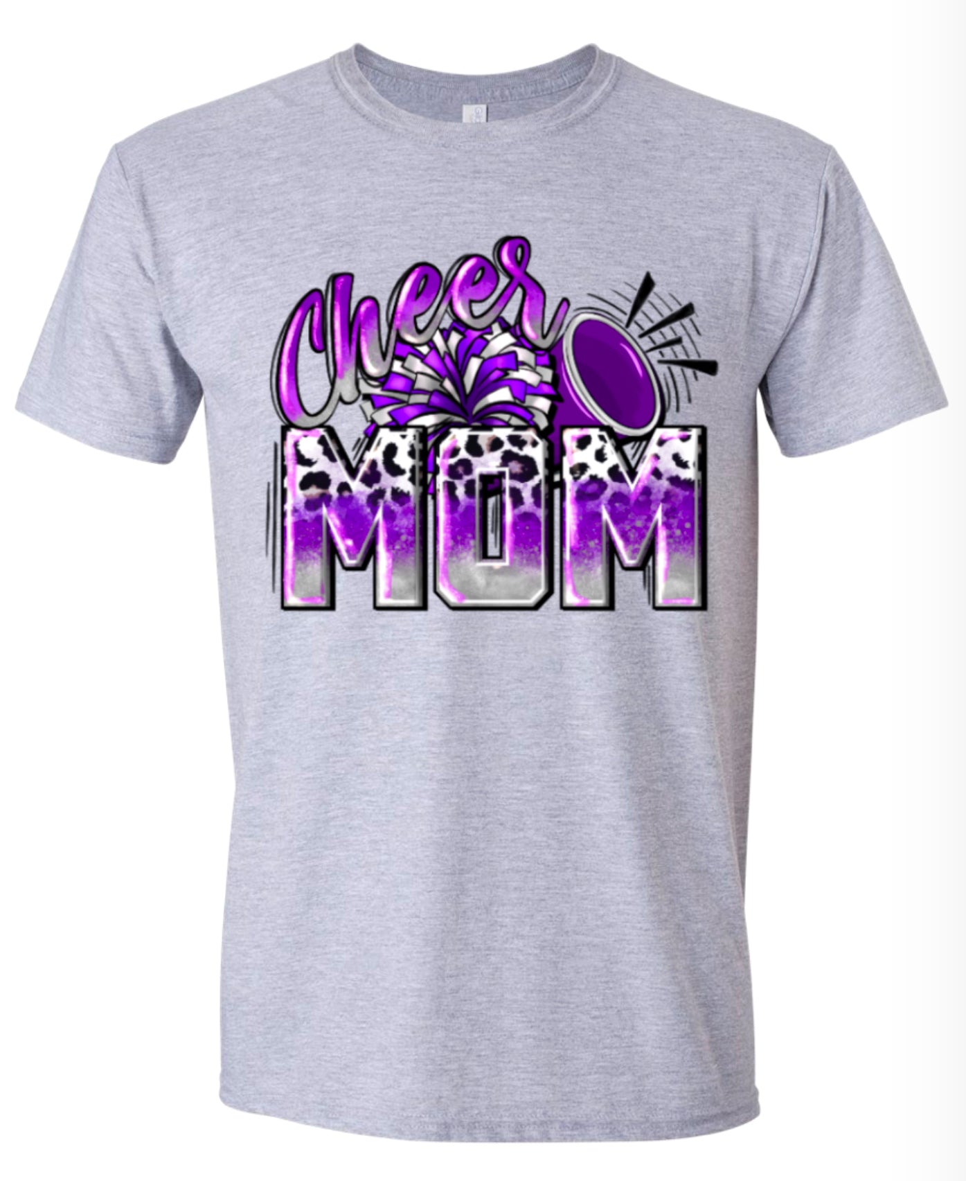 T-Shirt Sport Grey Cheer Mom Leopard