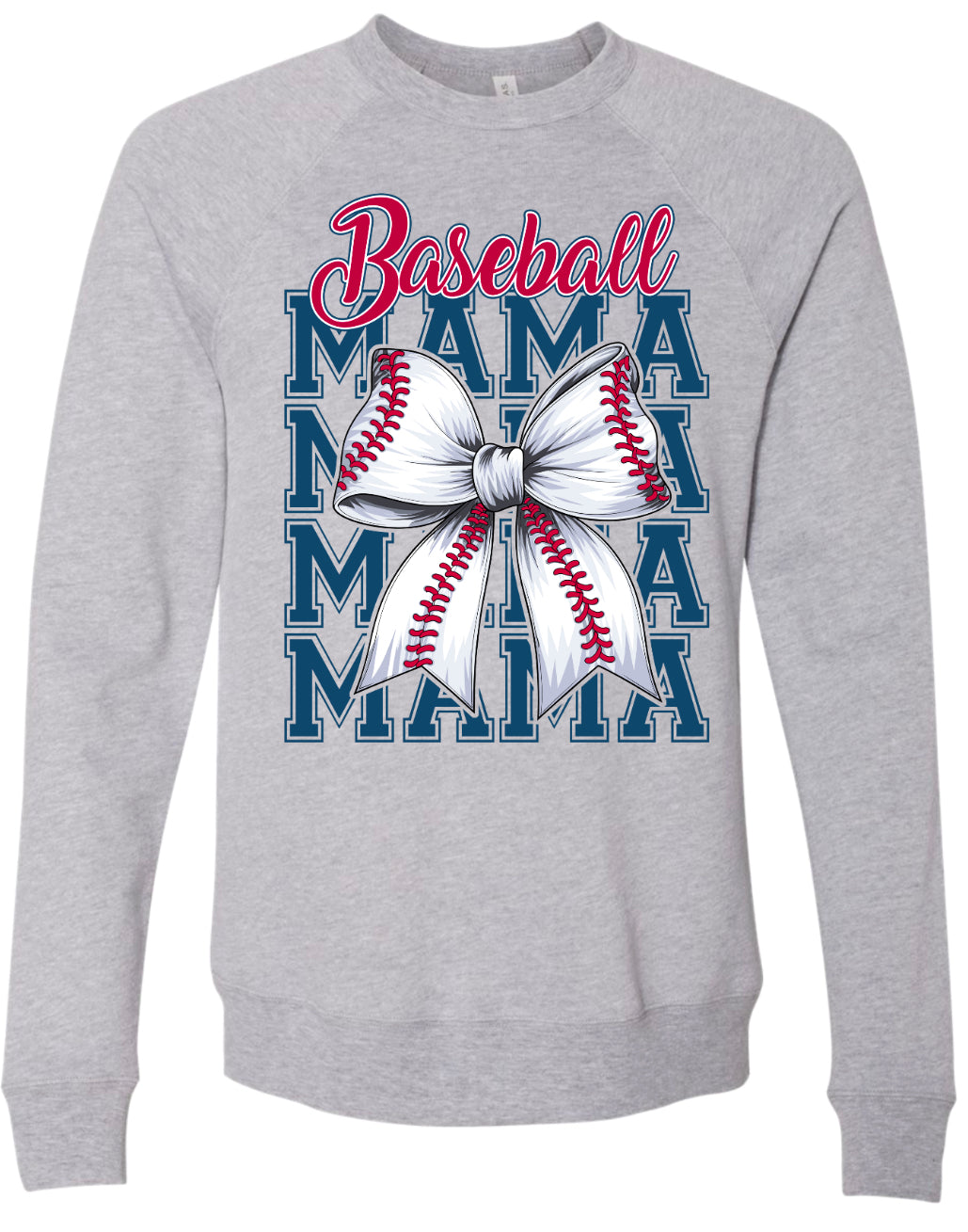 Hoodie Grey Baseball Mama Bow 5