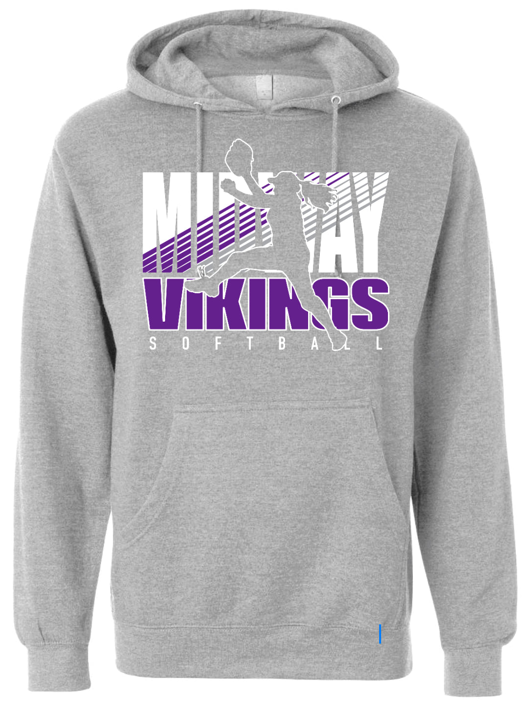 Hoodie Sport Grey Viking Softball Silhouette 8