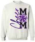 Crew Neck White Cheer Mom Faux Glitter Vert