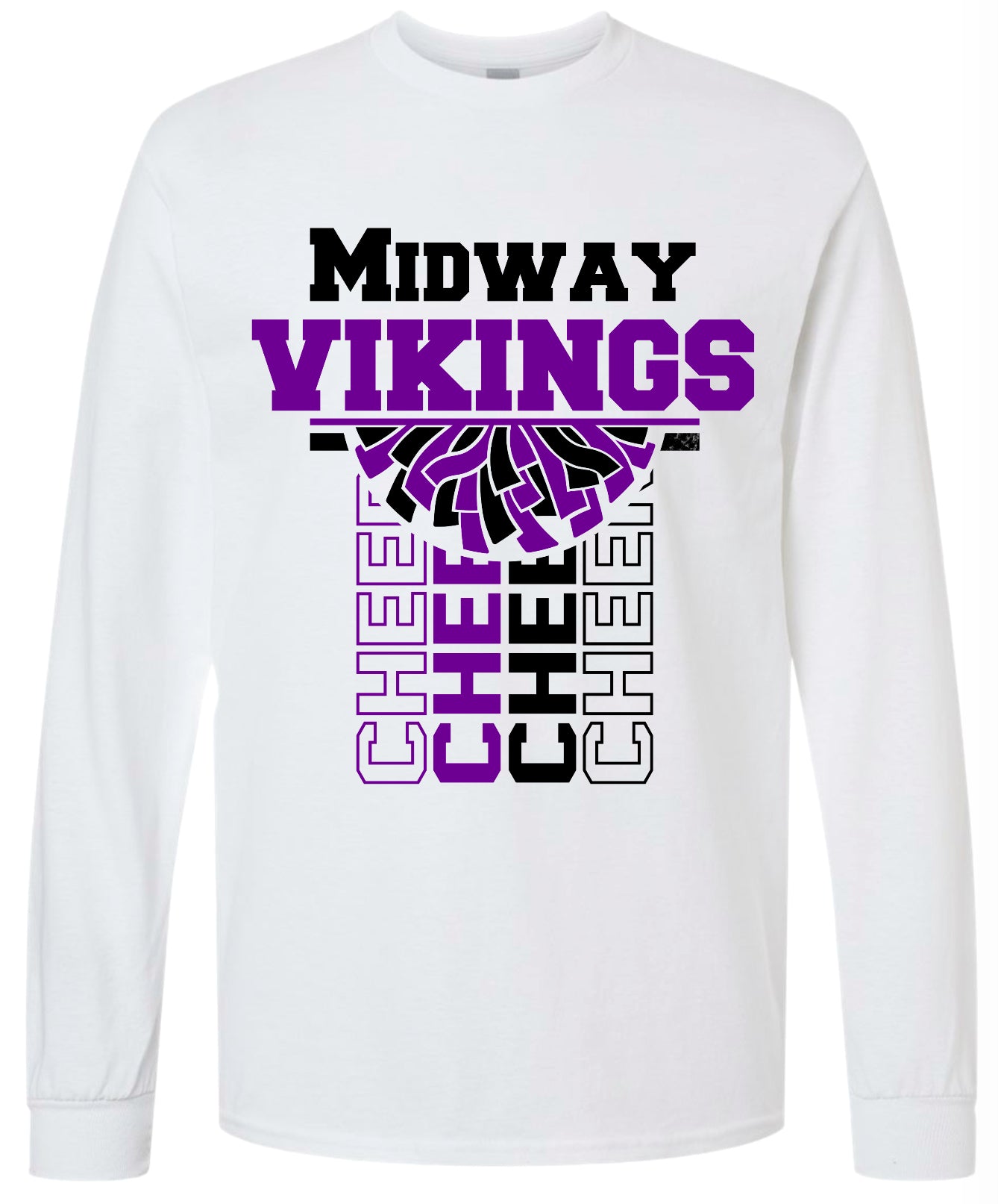 Long Sleeve White Vert Cheer Banner