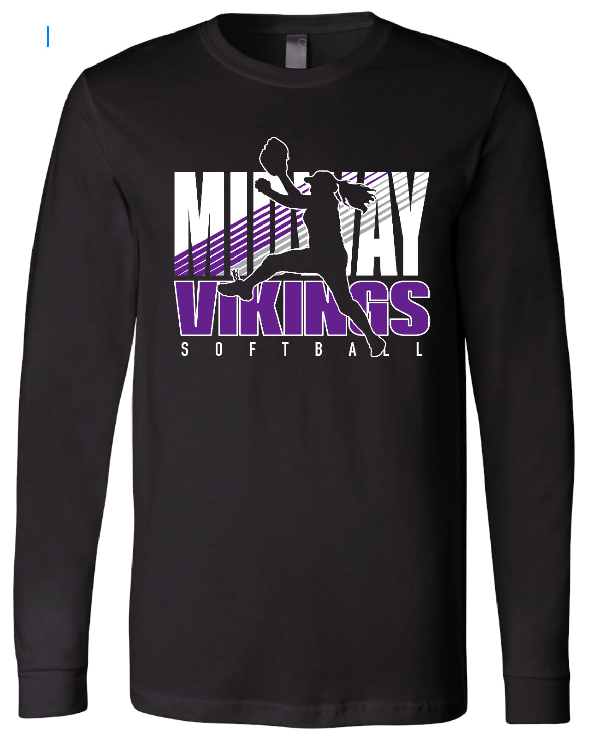 Long Sleeve Black Viking Softball Silhouette 5
