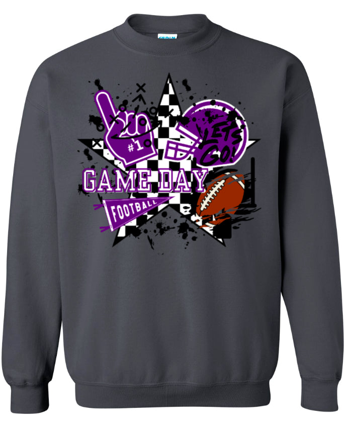Crew Neck Charcoal Game Day Grunge