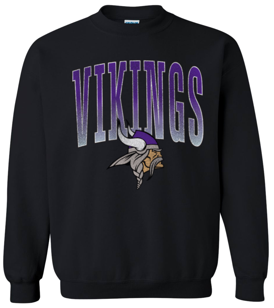 Crew Neck Black Varsity Large Viking