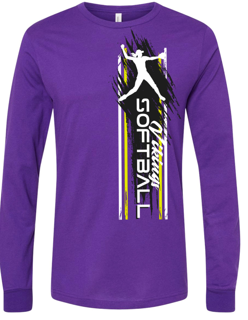 Long Sleeve Purple Softball Player Vert 13