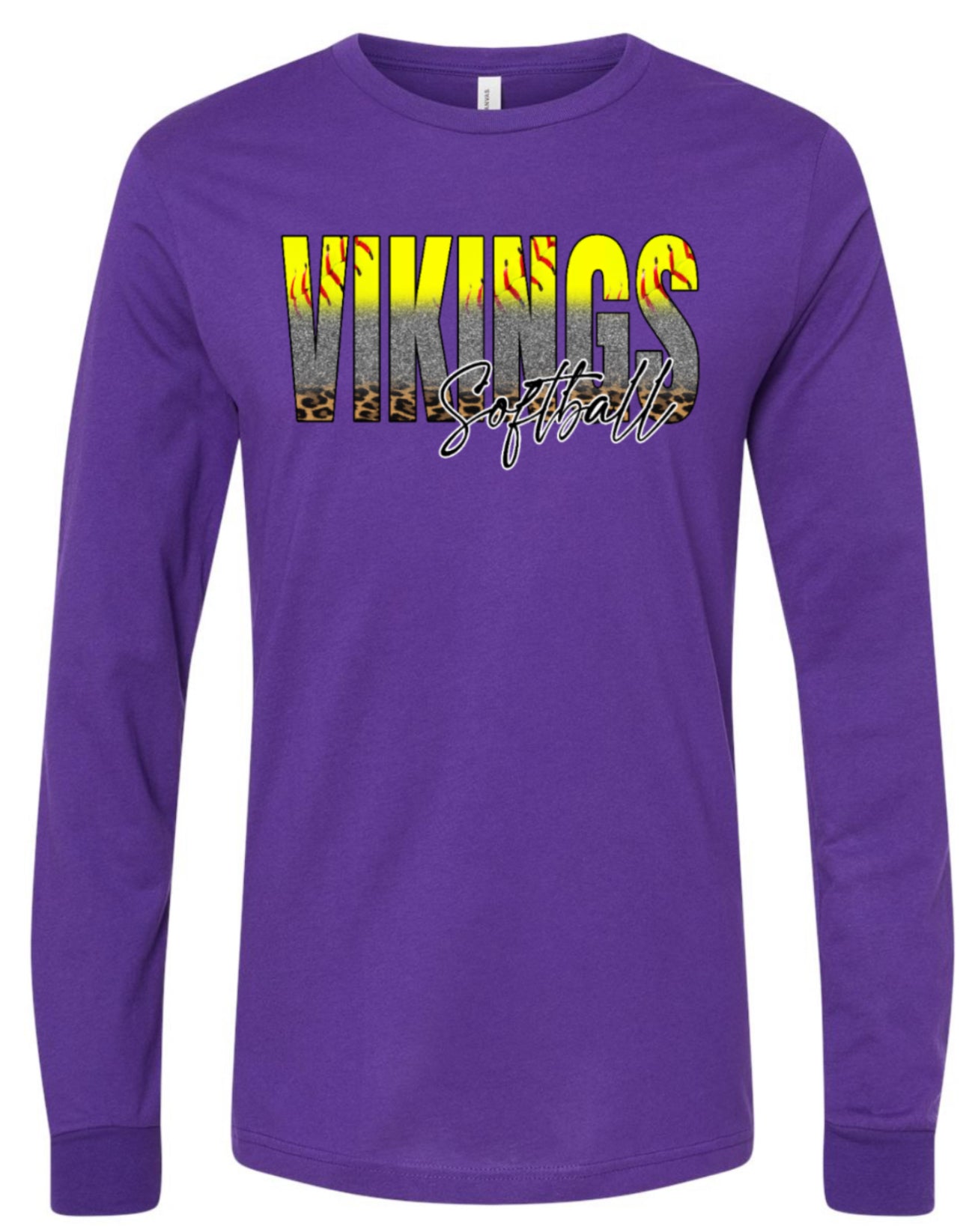 Long Sleeve Purple Softball Glitter Fade 13