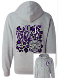 Hoodie Zip Up Glitter Gray Wildcats Leopard
