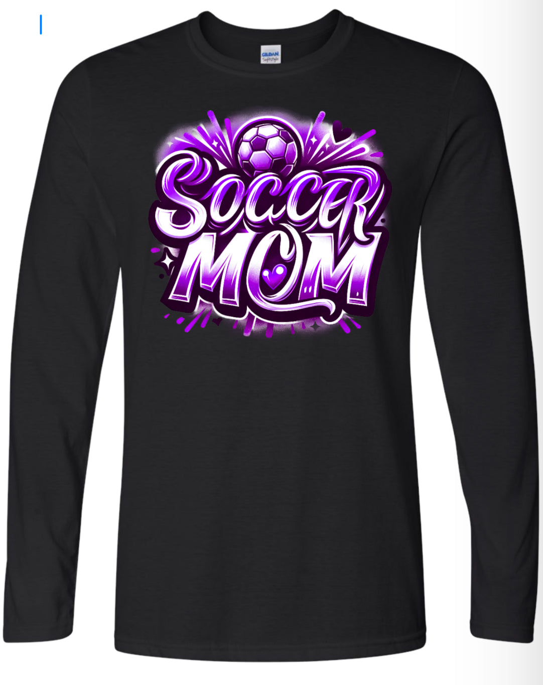 Long Sleeve Black Soccer Mom Airbrush 10