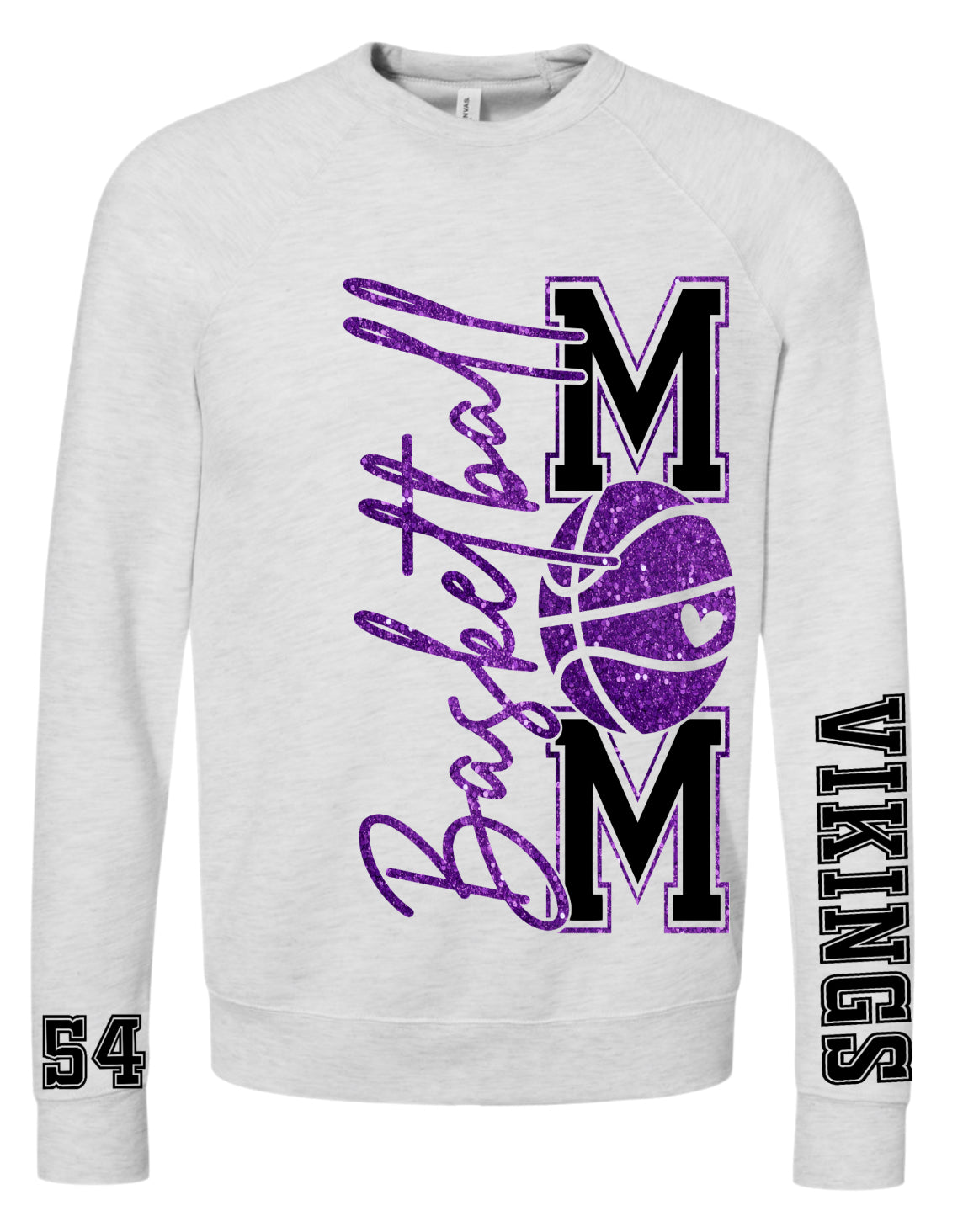 Crew Neck Basketball Mom Vert Ash Grey