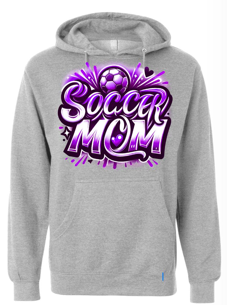 Hoodie Grey Soccer Mom Airbrush 4
