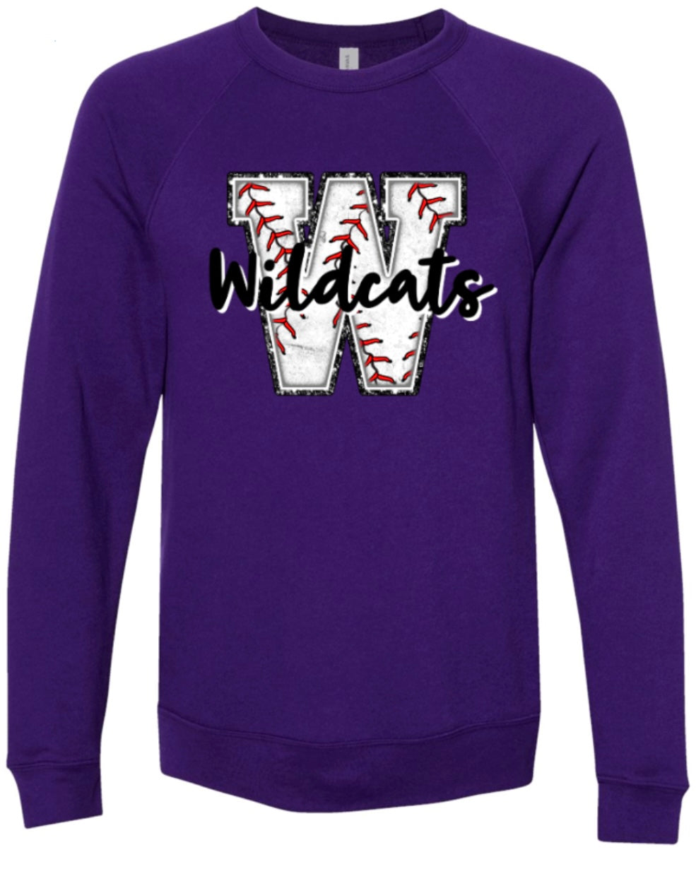 Crew Neck Purple Wildcats Glitter W