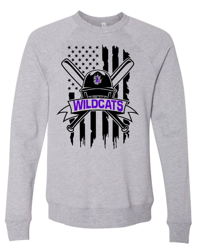 Crew Neck Gray Wildcats Baseball Flag