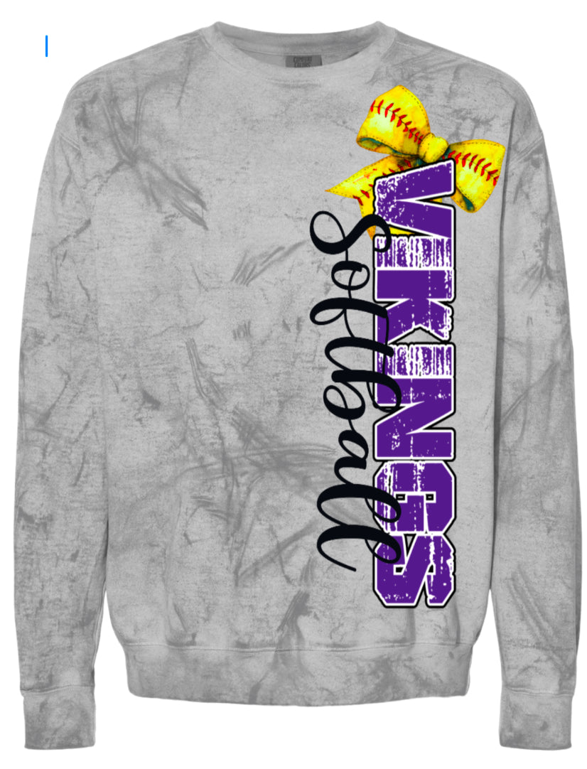 Crew Neck Smoke Viking Softball Vert Bow 2