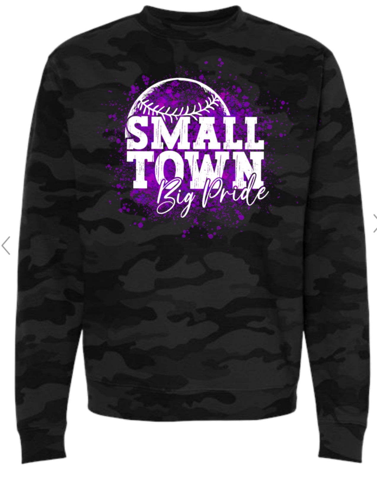 Crew Neck Black Camo Small Town 13
