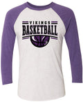 Long Sleeve Viking Basketball Glitter 3/4 sleeve