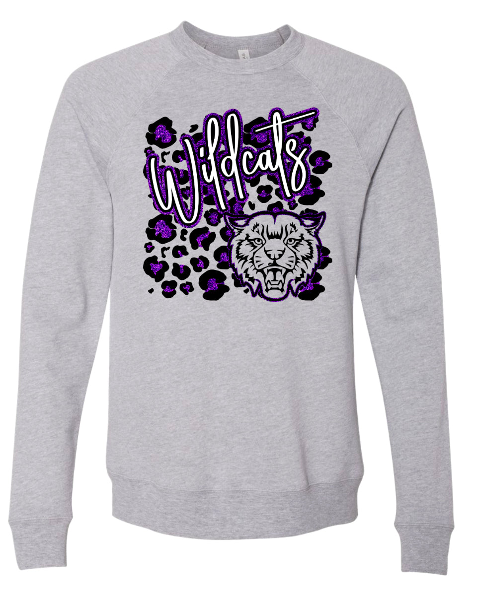 Crew Neck Gray Wildcats Leopard