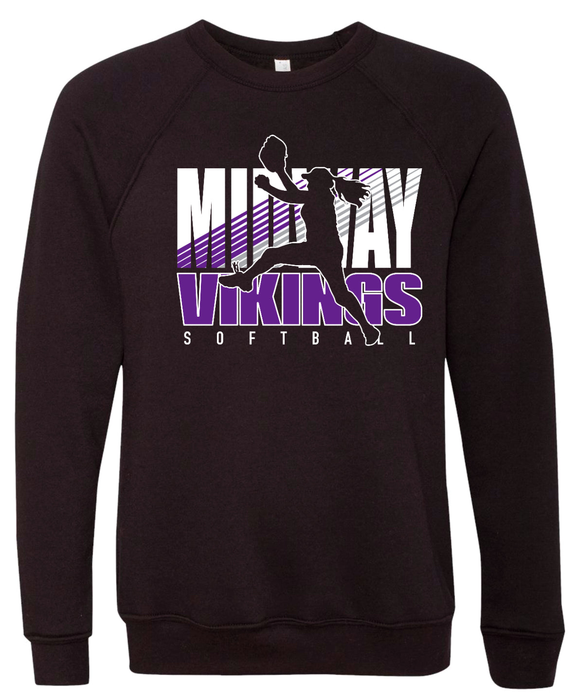 Crew Neck Black Viking Softball Silhouette 6
