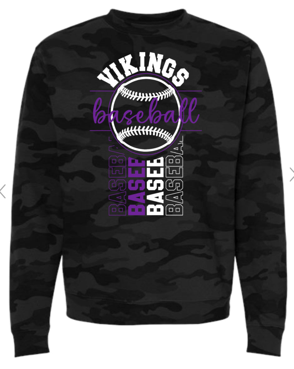 Crew Neck Black Camo Viking BB Vert Badge 11