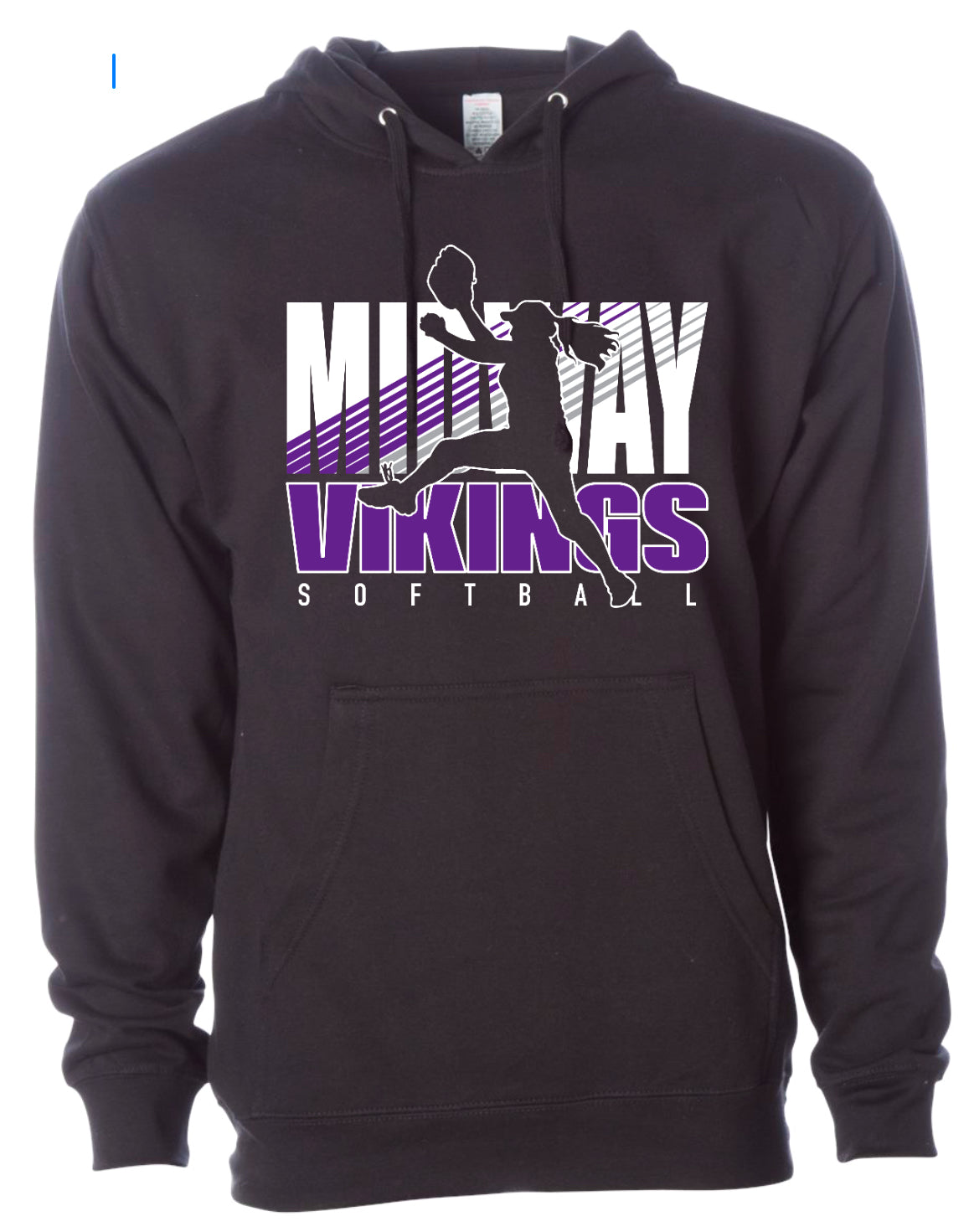Hoodie Black Viking Softball Silhouette 9