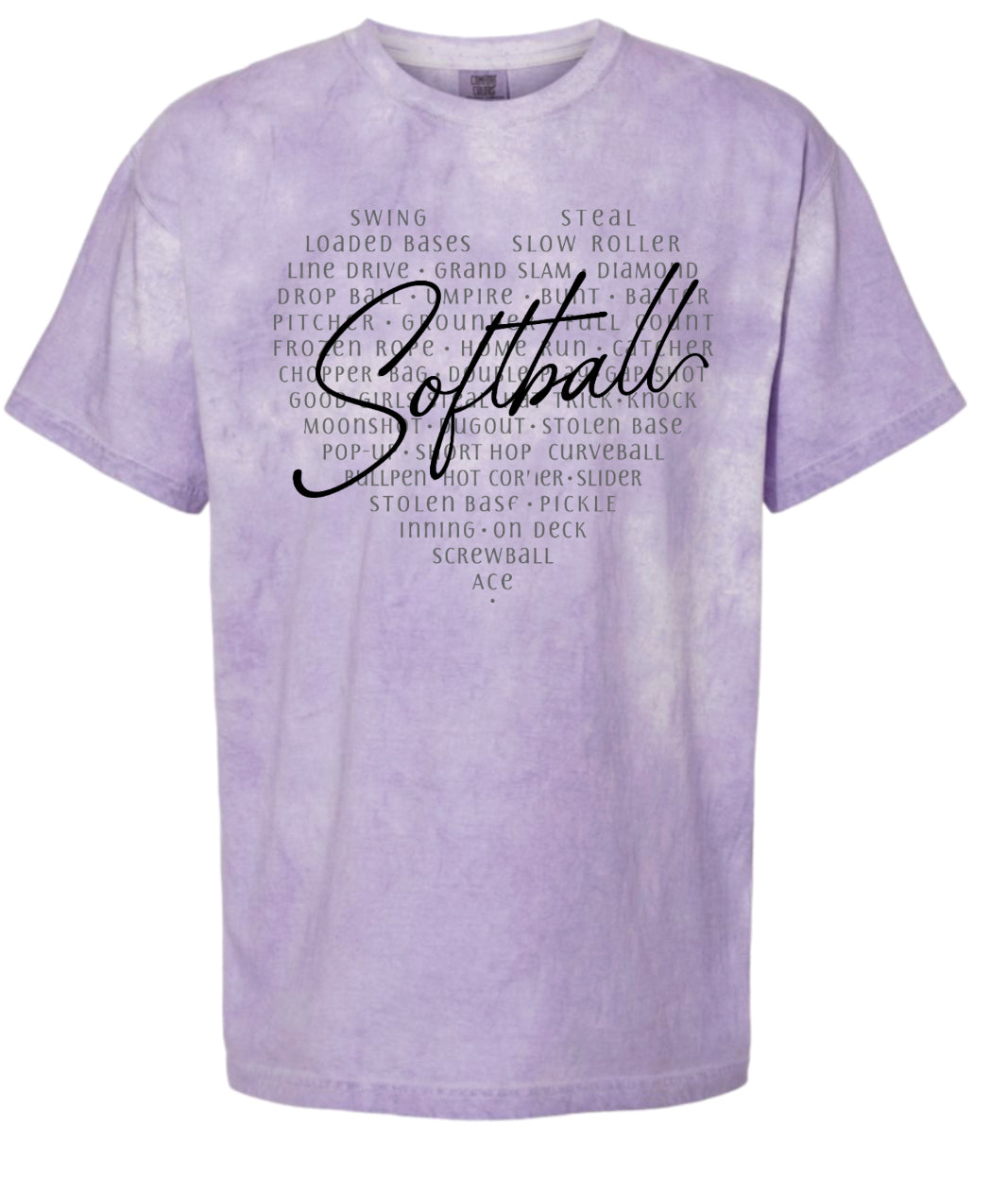 T-Shirt Purple Smoke Softball Heart 2