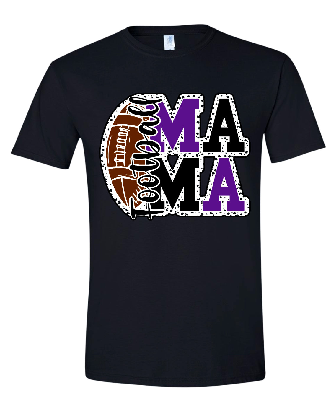 T-Shirt Black Football Mama Stacked
