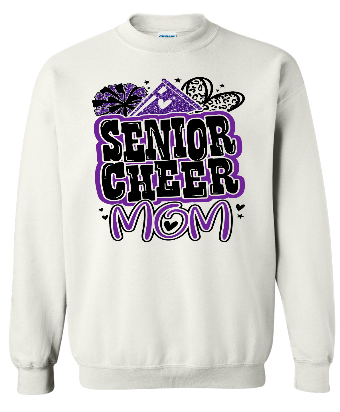 Crew Neck White Senior Mom Cheer Graffiti
