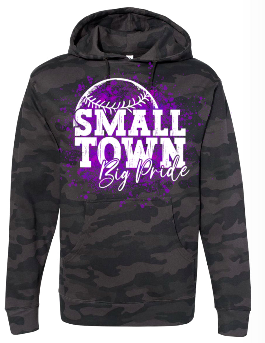 Hoodie Black Camo Small Town 17