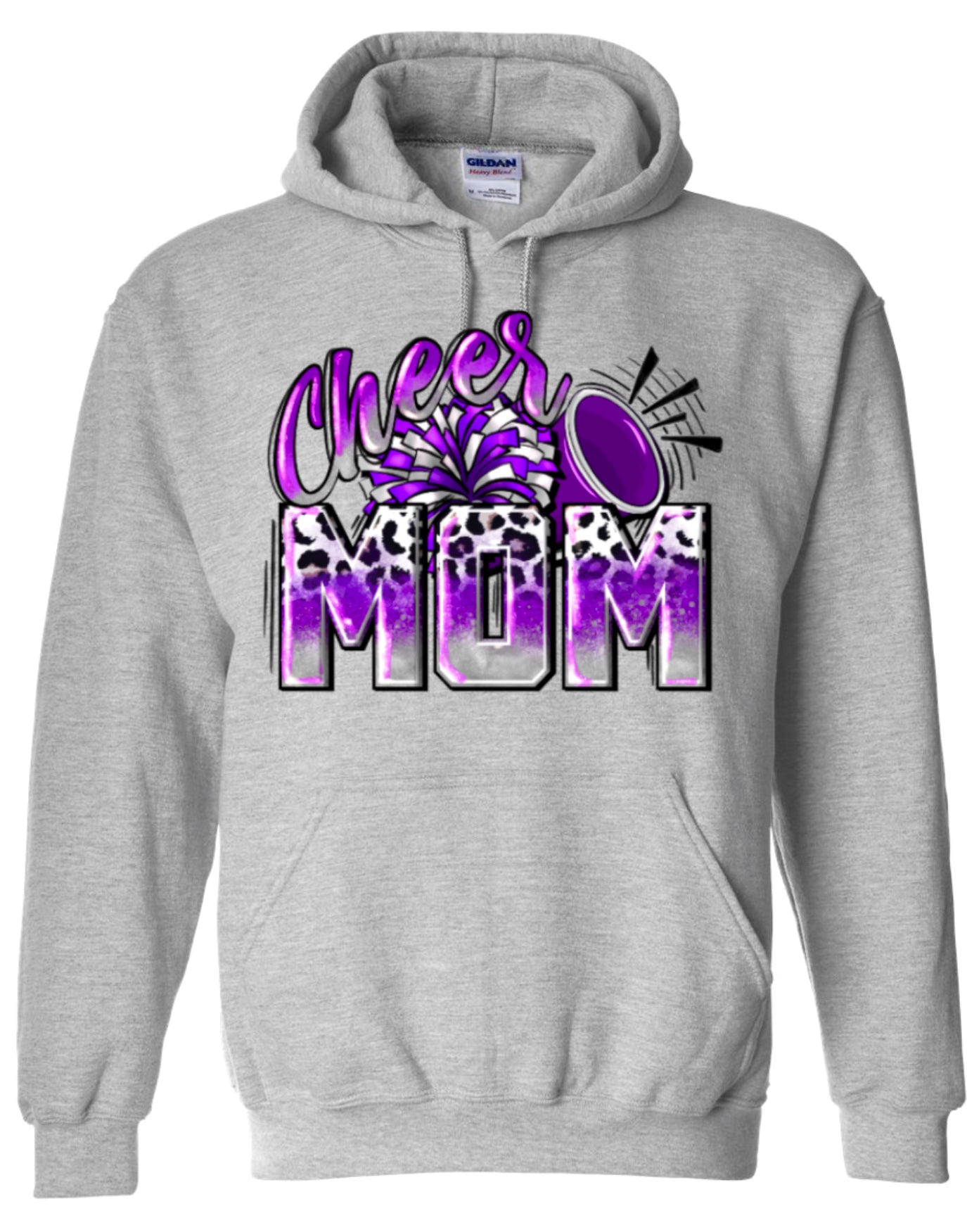 Hoodie Sport Grey Cheer Mom Leopard