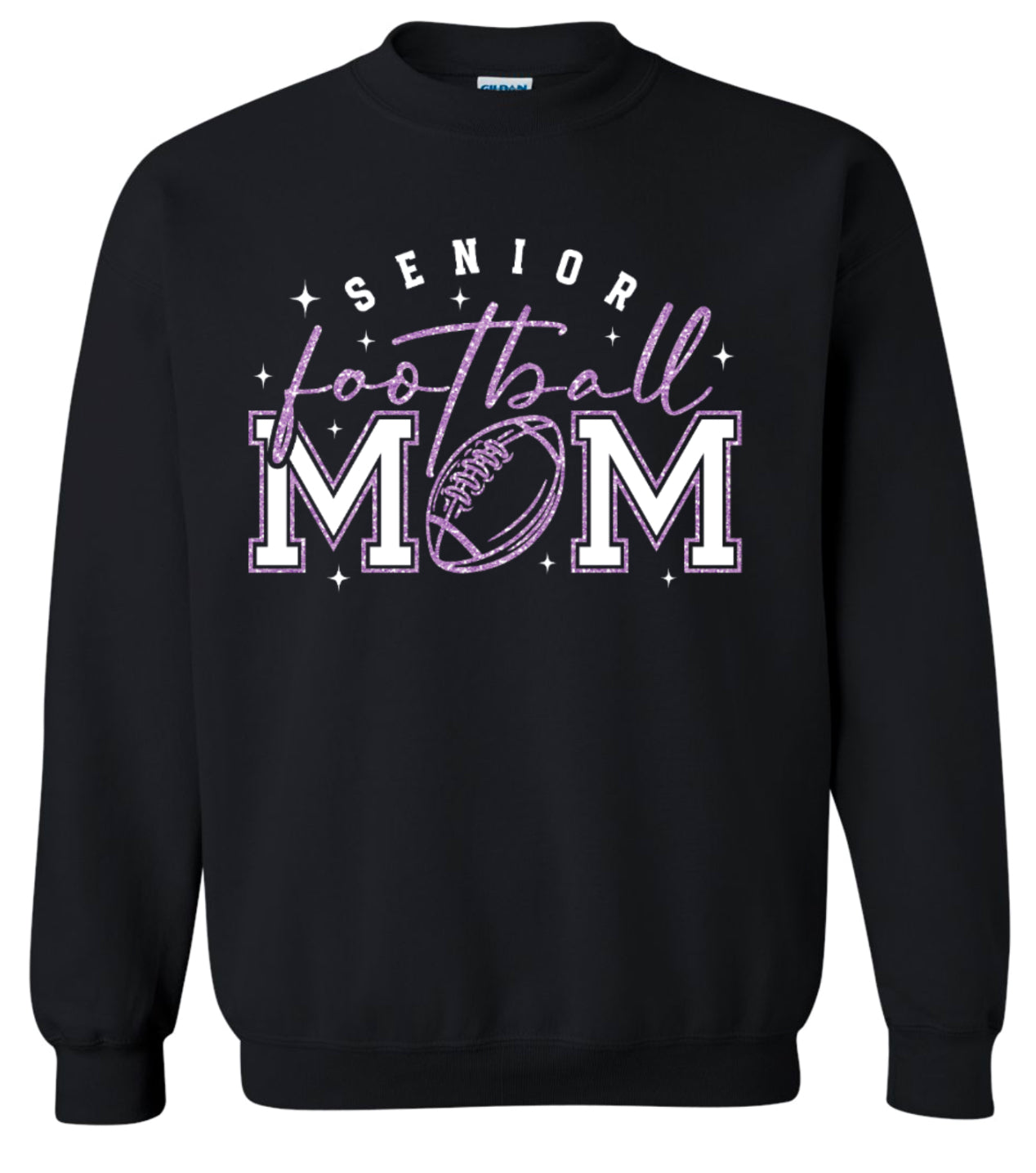 Crew Neck Black Faux Glitter Senior Mom
