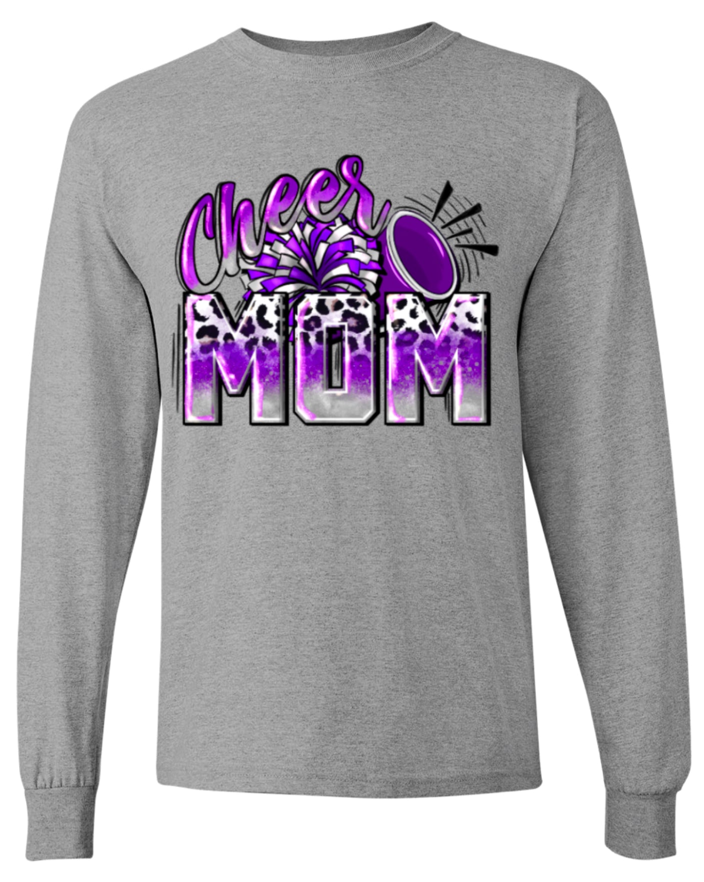 Long Sleeve Sport Grey Cheer Mom Leopard