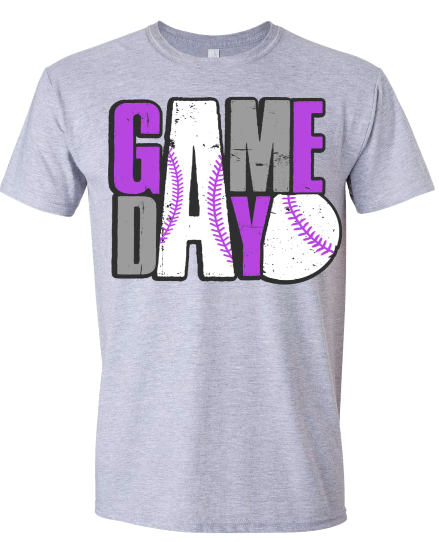 T-Shirt Grey Game Day Baseball Stack 4